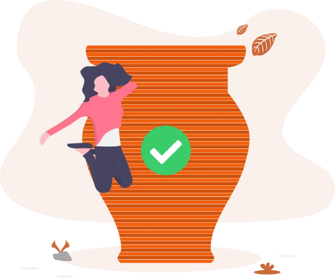 Picture of a person jumping excitedly over their product